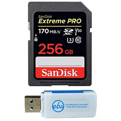 SanDisk 256GBSDXC SD Extreme 프로 메모리 카드 Works with 소니 Alpha a6400 미러리스 카메라 (ILCE-6400/ B) 4K V30 U3 (SDSDXXG-256G-GN4IN) 번들,묶음 with (1) Everything But Stromboli Combo 카드 리더,리더기