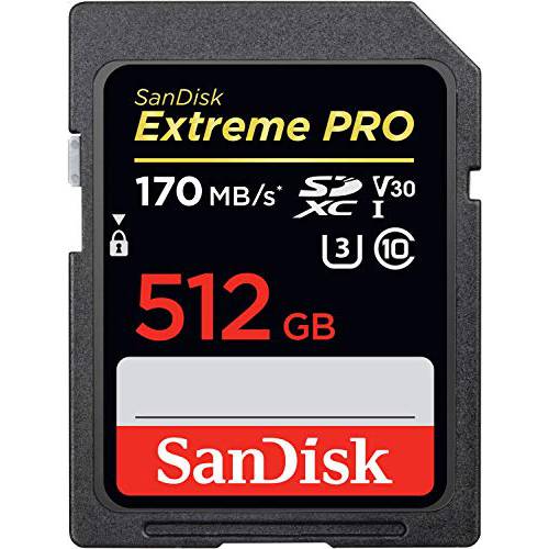 SanDisk 512GB Extreme 프로 SDXC UHS-I 카드 - C10 U3 V30 4K UHD SD 카드 - SDSDXXY-512G-GN4IN