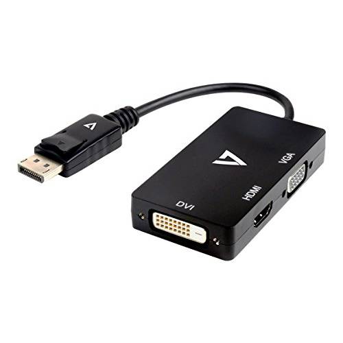 V7 DisplayPort,DP, DP 어댑터 (M) to VGA, HDMI or DVI ( F) - 블랙 - V7 DP-VGADVIHDMI-1N