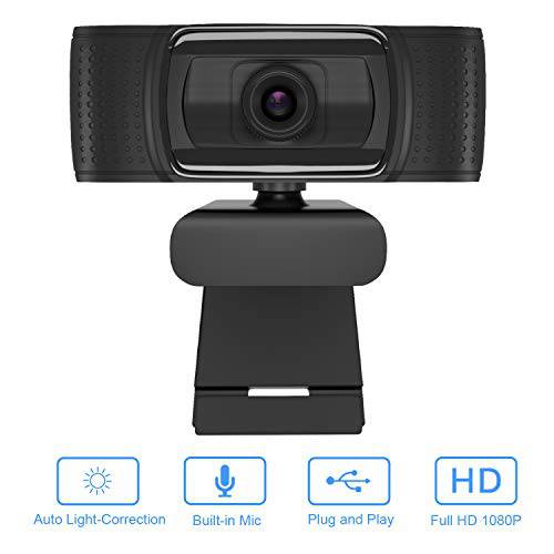 Full HD 웹카메라 1080P - 프로 웹 카메라 with 디지털 마이크, 마이크로폰 - CF920 USB 컴퓨터 카메라 for PC 노트북 데스트탑 맥 화상 Calling, 회의 Skype 유튜브