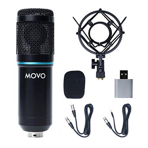 Movo PC-M6 범용 Cardioid 콘덴서 마이크,마이크로폰 with XLR, 3.5mm and USB Outputs, 쇼크마운트 and Windscreen, 호환가능한 with Mac/ PC, 최고 for Podcasting, Live-Streaming, Gaming, 원격 Work