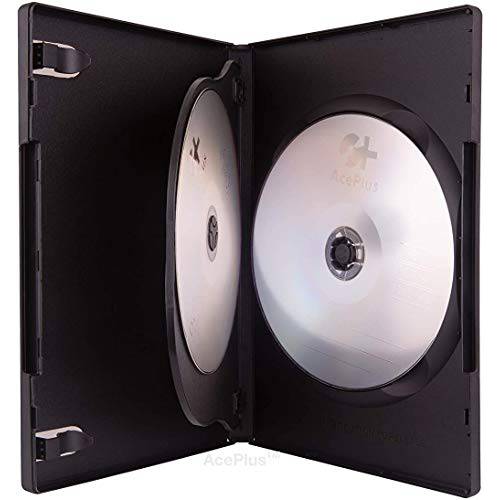 AcePlus 블랙 트리플 3-Disc DVD 케이스 14mm 스탠다드 두께 with Hinged 트레이,판 (10-Pack)