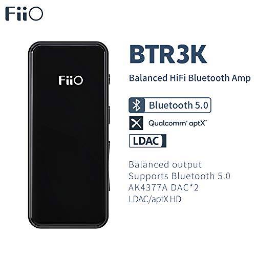 FiiO BTR3K Hi-Res 블루투스 5.0 Receiver/ 헤드폰 Amp with 이중 AK4377A DAC |aptX HD/ aptX LL/ LDAC Support,  가정용 TV, Speaker, 차량용 Stereo, Type C Port (3.5mm 불안정한& 2.5mm 밸런스드 Output)