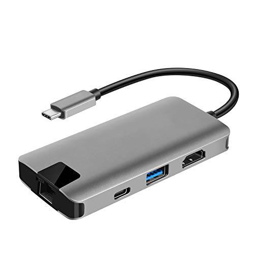 TNP USB-C 허브 알루미늄 멀티포트 허브 with 4K HDMI, 기가비트 랜포트, USB 3.0, Type C PD Charging,  SD&  마이크로 SD 메모리 카드 리더,리더기 동글 for 윈도우 PC&  맥 맥북 프로 2018 13/ 15