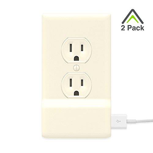 2 Pack SnapPower USB 충전 Outlet 벽면 Plate 덮개 - No Batteries Or Wires - 인stalls 인 초 - ( 듀플렉스, 가벼운 Almond)