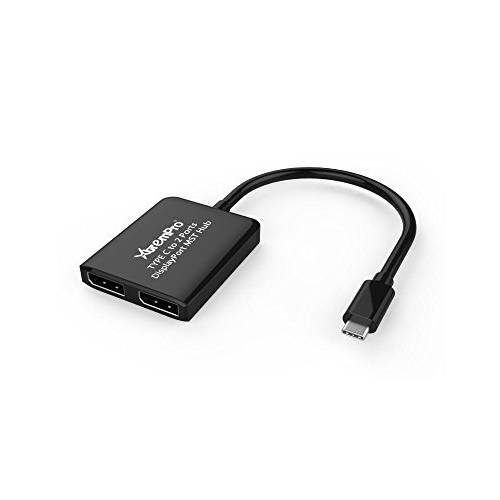 XtremPro USB 3.1 Type C to 2 디스플레이 Port, 이중 모니터 Splitter, 지지 울트라 HD 4K, 1080p, HDCP, MST 허브 - 블랙 (61075)