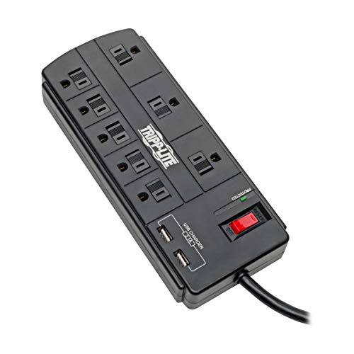 Tripp Lite Surge 보호 with USB Charging, 8 Outlet Surge 보호 파워 Strip, 2 USB 충전 Ports, 8ft Cord, 1200 Joules, 블랙 (TLP88USBB)