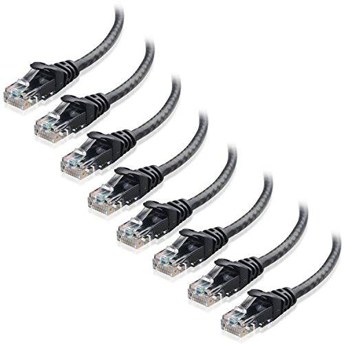 CableMatters 8-Pack Snagless 숏 Cat5e 랜선, 랜 케이블 (Cat5e 케이블, Cat 5e Cable) 인 블랙 3 ft