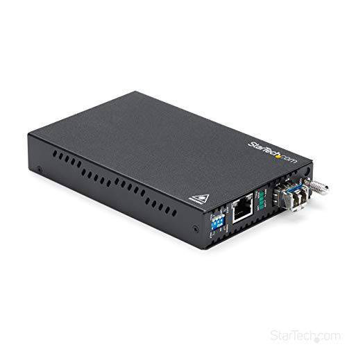 brandnameeng.com Singlemode (SM) LC Fiber Media 컨버터 for 1Gbe 네트워크 - 20km - 기가비트 이더넷 - 1310nm - 와 SFP 트랜시버 (ET91000SM20)