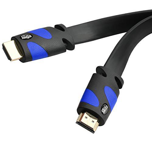 Postta Flat HDMI Cable(30 Feet) Flat HDMI 2.0 케이블 지지 4K, 울트라 HD, 3D, 2160p, 1080p, 랜포트 and 오디오 Return-Black-Blue