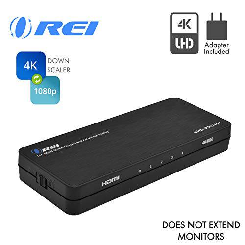 Orei 4K 1x4 HDMI 분배 Duplicater by Orei - 와 다운 스케일러 4 Ports 와 Full 울트라 HD, HDCP 2.2, 까지 4K at 60Hz, 1080p& 3D support EDID 제어 - UHDPRO-104, 모델 Number: UHD-PRO104