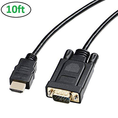 HDMI to VGA 케이블 10FT, HDMI to VGA 10’Video 어댑터 (Maleto Male) 호환가능한 for 라즈베리 Pi, Roku, Computer, Desktop, Laptop, PC, Monitor, Projector, HDTV and More