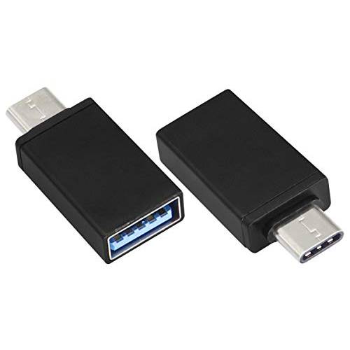 AAOTOKK Type C to USB 2.0 어댑터 알루미늄 Type C Male to USB A 2.0 Female Converter, On The 고 (OTG) for Smartphone, Laptops, 마우스 Keyboards, More USB and Type-C Devices(2 Pack-Black)