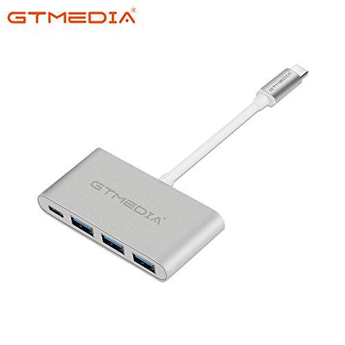 GTMEDIA 4-Ports USB-C 허브 Adapter, 다기능 4-in-1 Type-C 분배 Connector, USB 3.1 C to 3 USB3.0 with 5V-20V/ 3A Max Upstream 충전 Port
