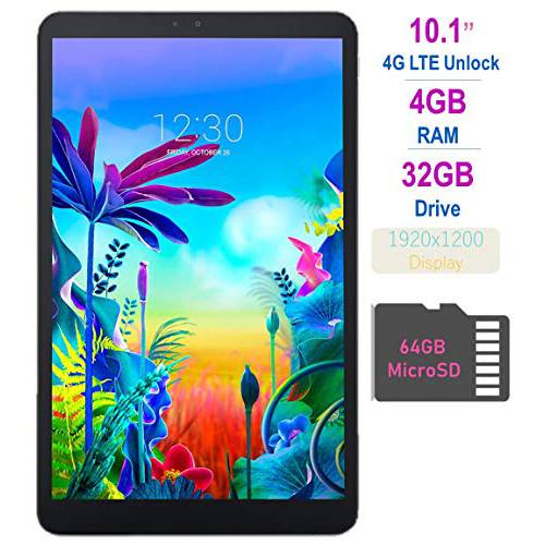 LG G 패드 5 10.1-inch (1920x1200) 4 GB LTE Unlock 태블릿, 태블릿PC, 퀄컴 MSM8996 Snapdragon Processor, 4 GB 램, 32 GB 스토리지, 블루투스, 지문인식 센서, 안드로이드 9.0 w/ Mazery 64 GB SD 카드