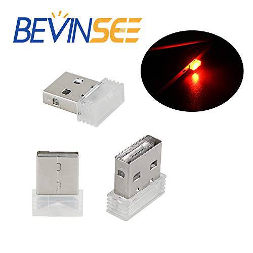 Bevinsee 미니 USB Led 가벼운 For 차량용 Plug-In 5V 램프,등,수면등,취침등 인테리어 은은한 라이트닝 Kit, Red, 3pcs