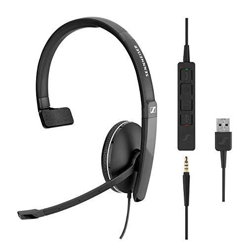 Sennheiser SC 135 USB (508316) - Single-Sided (Monaural) 헤드폰,헤드셋 사무용 프로페셔널 | 와 HD 스테레오 Sound, Noise-Canceling Microphone, USB 커넥터 (Black)