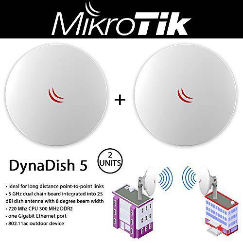 Mikrotik DynaDish 5 2-UNITS 25dBi 5Ghz PTP 아웃도어,야외,실외 802.11ac Integrated 안테나