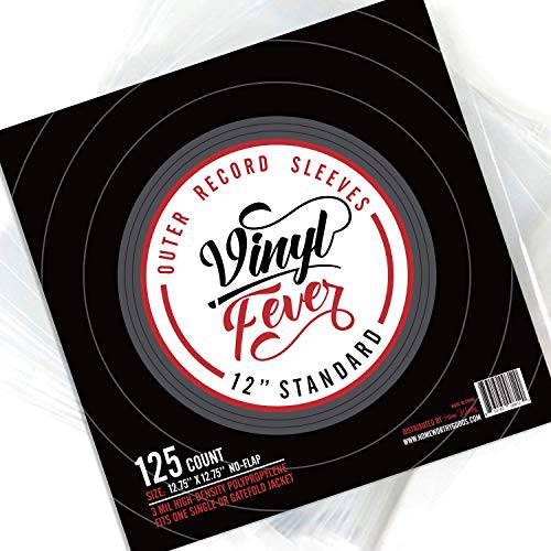 (125 팩) Vinyl Fever High-Density 3 Mil 외부 LP레코드 커버 스토리지 of 스탠다드 12” LP 기록 and 앨범 - 크리스탈 클리어 폴리프로필렌 LP 커버