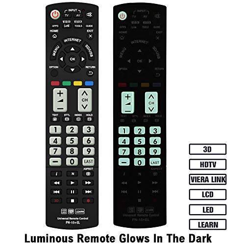 Gvirtue 범용 리모컨, 원격 with Luminous Buttons 호환가능한 교체용 for 파나소닉 TV/ Viera Link/ HDTV/ 3D/ LCD/ LED, N2QAYB000485 N2QAYB000100 N2QAYB000221 N2QAYB00048