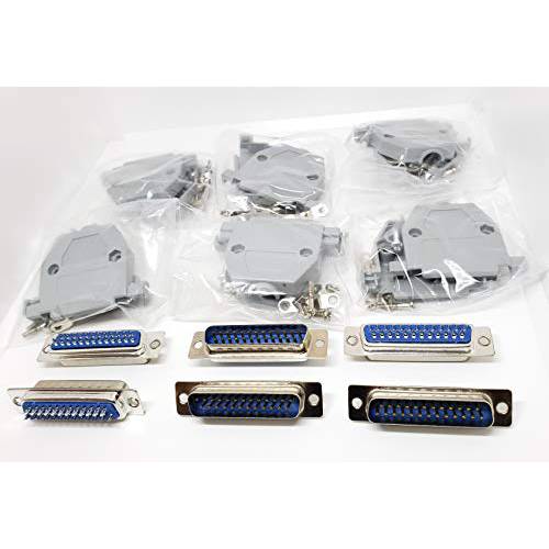 Connectors 프로 6 세트s Solder 컵 DB25 남성 +  플라스틱 후드s, 25 머리핀,헤어악세사리 D-Sub 커넥터 &  후드 세트, 12-Pack (6 DB25 남성s + 6 후드s)