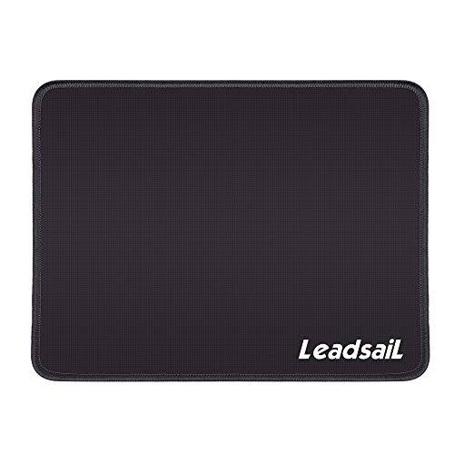 LeadsaiL 마우스 패드 with Stitched 엣지, Water-Resistant, Premium-Textured 마우스 매트, Non-Slip 고무,러버 Base 마우스패드 for 랩탑,  컴퓨터 &  PC, 10.6×8.3×0.1 inches (Black)