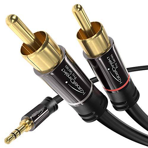 KabelDirekt 3.5mm to RCA 분배 케이블, 케이블 (3 feet Short, 3.5mm Aux to 2 RCA Male 오디오 &  보조자 케이블, Double-Shielded, 프로 Series) support (Hi-Fi, Stereo, 폰, iPod)