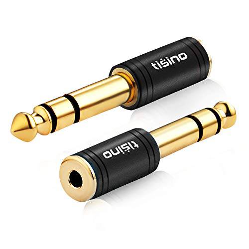 TISINO 3.5mm to 1/ 4 스테레오 어댑터, 1/ 8 inch Female to 1/ 4 inch Male Aux Jack 컨버터 헤드폰 어댑터 - 블랙, 2PCS