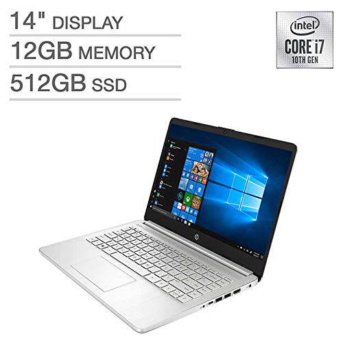 HP 14 14-dq1055cl 노트북 10th Gen i7-1065G7 14 1080p 1920x1080-non 터치 12GB RAM 512GB SSD 카메라 Backlit 키보드 와이파이 + 블루투스 윈도우 10