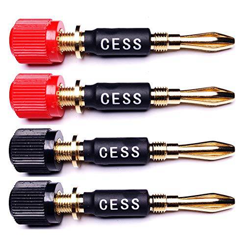 CESS-061 Spade 포크 바인딩 포스트 to 바나나 Plugs Amp 스피커 변환기, 4 팩