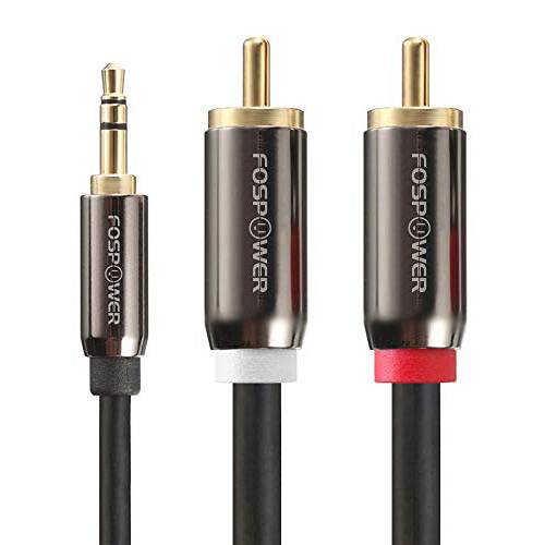 3.5mm to RCA 케이블 (10FT), FosPower RCA 오디오 케이블 24K 금도금 Male to Male 스테레오 Aux 케이블 [Left/ Right] Y 분배 변환기 Step Down Design