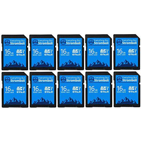 Everything But Stromboli 16GB SD 카드 (10 팩) Speed Class 10 UHS-1 U1 C10 16G SDHC 메모리 Cards for 호환가능한 디지털 카메라, 컴퓨터, 트레일 캠