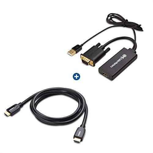 케이블 Matters VGA to HDMI 어댑터 for 모니터 and TV (VGA to HDMI 컨버터) with 오디오 지원&  프리미엄 인증된 HDMI to HDMI 케이블