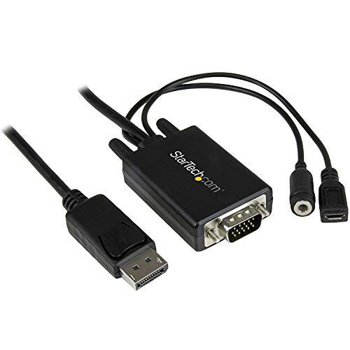 StarTech .com 10 ft 3m DisplayPort,DP to VGA 어댑터 케이블 with 오디오 - DP to VGA 컨버터, 변환기 - 1920x1200 ( DP2VGAAMM3M)