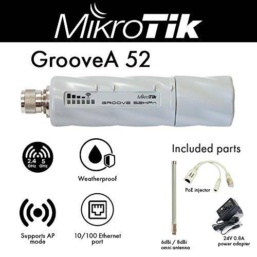 MikroTik RBGrooveA-52HPn, 27dBm, 600MHz, 64MB, 2GHz/ 5GHz, 1xEthernet, L4+ 6dBi Omni