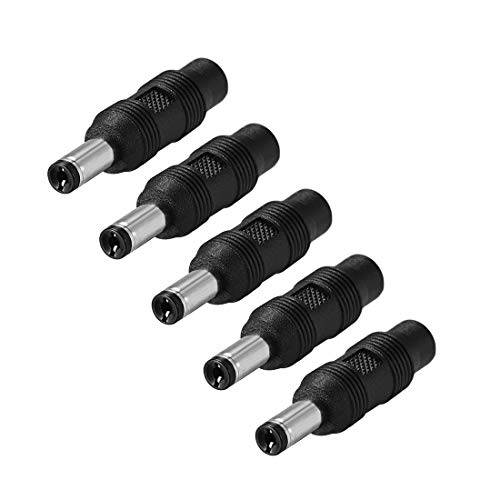 uxcell 5pcs DC 파워 커넥터 어댑터 5.5mm x 2.1mm Male Plug to 3.5mm x 1.35mm Female Jack 컨버터 for 노트북 CCTV 카메라 strip 라이트닝 블랙