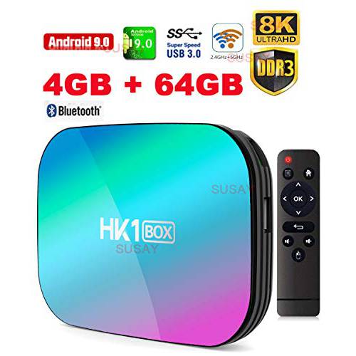 안드로이드 9.0 TV 박스 HK1 박스 안드로이드 TV 박스 4GB RAM 64GB ROM, Dual-WiFi 2.4GHz/ 5GHz 블루투스 Amlogic S905X3 Quad 심 64 팁 3D/ 8K 풀 HD/ H.265/ USB3.0 안드로이드 박스