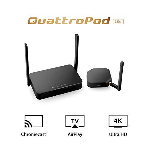 QuattroPod Lite | 5G 와이파이 무선 Presentation Facility HDMI 송신기&  블루투스리시버 for 스트리밍 4K from 노트북, PC, 스마트폰 to HDTV/ 프로젝터 (1T1R)