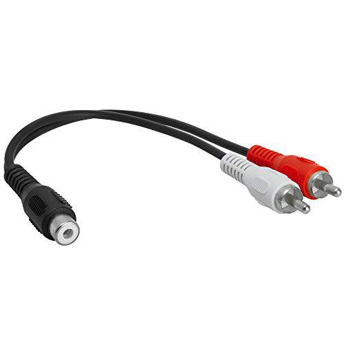 Cmple - 2 RCA Male to 1 RCA Female 스테레오 오디오 Y-Cable, 2 RCA Plugs to 1 x RCA Jack Y-Adapter 서브우퍼 케이블, 골드 Pla