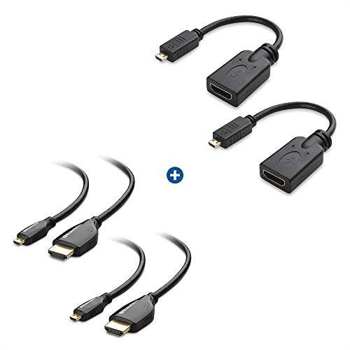 케이블 Matters 2-Pack 미니 HDMI to HDMI 어댑터 (HDMI to 미니 HDMI 어댑터) 6 인치 with 4K and HDR 지원 for 라즈베리 파이 4 and More& 2-Pack 고속 HDMI to 미니 HDMI 케이블