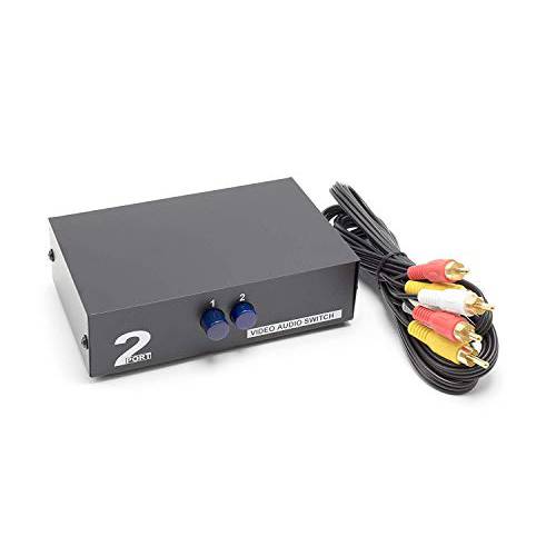 THE CIMPLE CO 2 웨이 AV Switch - 2 Input 1 출력 RCA 셀렉터 Switch for 컴포지트, Composite 오디오 and 비디오 -  변환기 박스 - Includes RCA 컴포지트, Composite 케이블 (블랙)