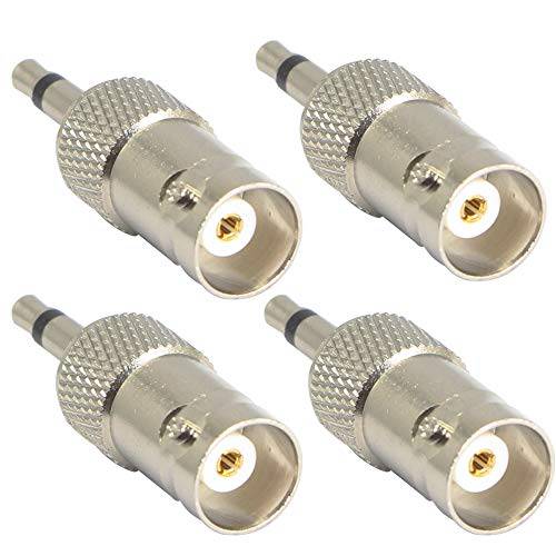 3.5mm Mono to BNC 어댑터, BNC Female Jack to 1/ 8 TS Male Plug Nickel-Pated Bidirection 커넥터 for 안테나 라디오 CCTV DVR 카메라 and More (4 팩)