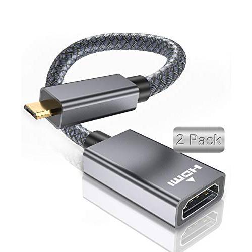 미니 HDMI Male to HDMI Female 케이블 어댑터 4K/ 60Hz (2-Pack), 0.67 FT 고속 기본 HDMI 2.0 커넥터 for 라즈베리 파이 4, 고프로 블랙 히어로 7 6 5 4, 소니 카메라 A6000 A6300, Nikon B500