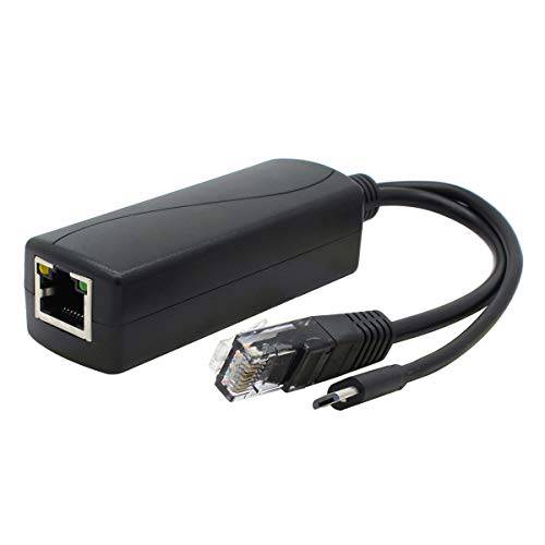ANVISION 기가비트 PoE 분배기, 48V to 5V 2.4A 미니 USB 랜포트, Works with 라즈베리 파이 3B+, IP카메라 and More