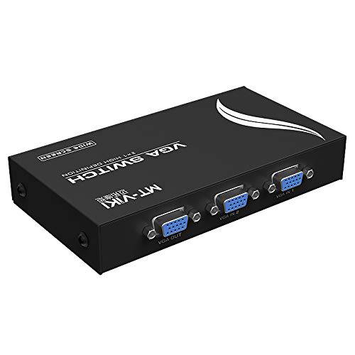 2 Port VGA Switch 2x1, MT-ViKI 15-2CH 2 in 1 Out VGA 변환기 박스 for PC TV 모니터 해상도 up to 1920x1440