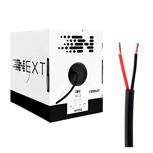 Next 16/ 2 스피커 Wire - 16 AWG/ Gauge 2 Conductor - UL Listed in 벽면 (CL2/ CL3) and 아웃도어,야외,실외/ In 그라운드 (다이렉트 Burial) Rated - Oxygen-Free Copper ( OFC) - 250 Foot 벌크, 대용량 케이블 풀 박스 - 블랙