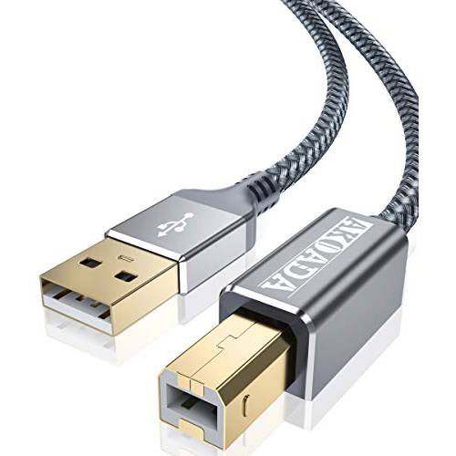 USB 2.0 프린터 케이블 15ft，Akoada USB 타입 A Male to B Male 프린터 스캐너 케이블 고속 호환가능한 with HP, 캐논, 델, Epson, Lexmark, Xerox, 삼성 and More