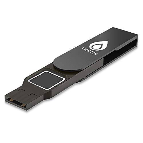 Thetis FIDO2 안전 키 지문인식 USB a, 2 팩터 Authenticator, Multi-Layered 프로텍트 HOTP/ U2F 호환가능한 윈도우, MacOS, Gmail, Linus for 사무실,오피스 비지니스 - 블랙