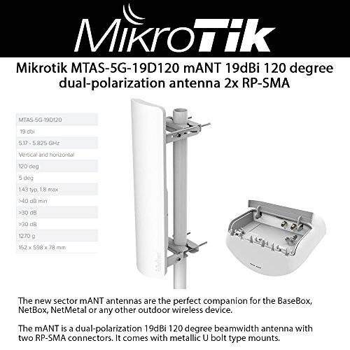 Mikrotik MTAS-5G-19D120 mANT19s 19dBi 안테나 with 120 도 Beamwidth