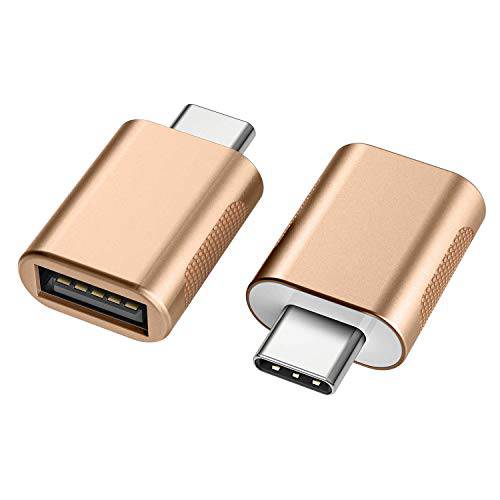 nonda USB C to USB Adapter(2 팩), USB-C to USB 3.0 어댑터, USB Type-C to USB, 썬더볼트 3 to USB Female 어댑터 OTG for 맥북 에어 2020, 맥북 12 Inch, 아이패드 프로 2020, More Type-C Devices(Gold)